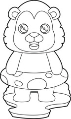 Lion Swimming Lifebuoy Animal Vector Graphic Art Illustration