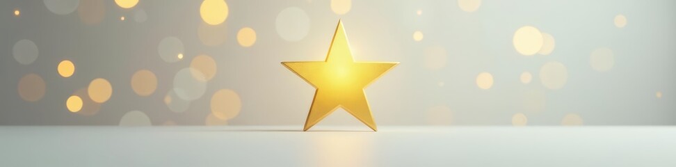 Obraz premium Single gold star on clear backdrop, cutout design element, awarded achievement, achievement, element, design