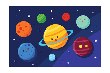 Naklejka premium solar system and planets