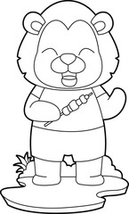 Lion Barbecue skewer Animal Vector Graphic Art Illustration