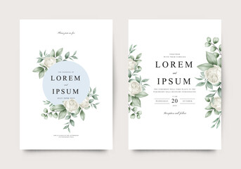 Beautiful leaf and floral wedding invitation template