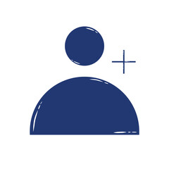 Doodle profile user add contact plus  circle illustration Icon that can be used for sticker, book, mandala, scrapbook, icon, decorative, etc. with aesthetic colorful blue color