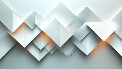 Obraz premium Abstract Geometric Pattern of White and Gray Triangles with Orange Glow