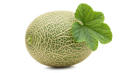 Obraz premium Cantaloupe melon with leafy green garnish