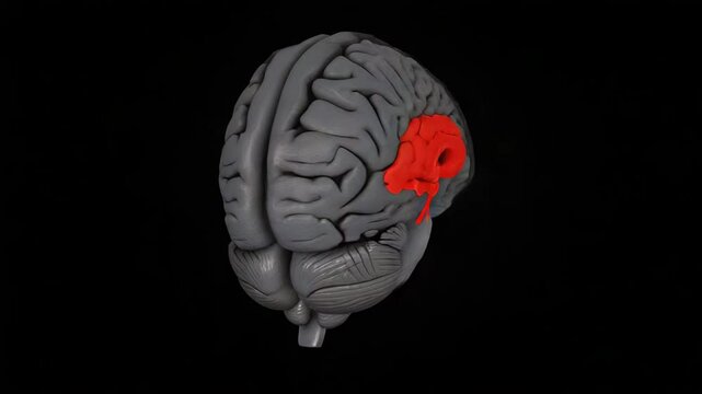 Highlighted parietal lobe in 3 d brain illustration
