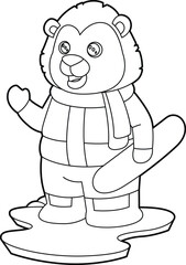 Lion Snowboarder Snowboard Animal Vector Graphic Art Illustration