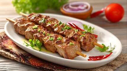 Photorealistic Shot of Tasty Kabab in Food Style