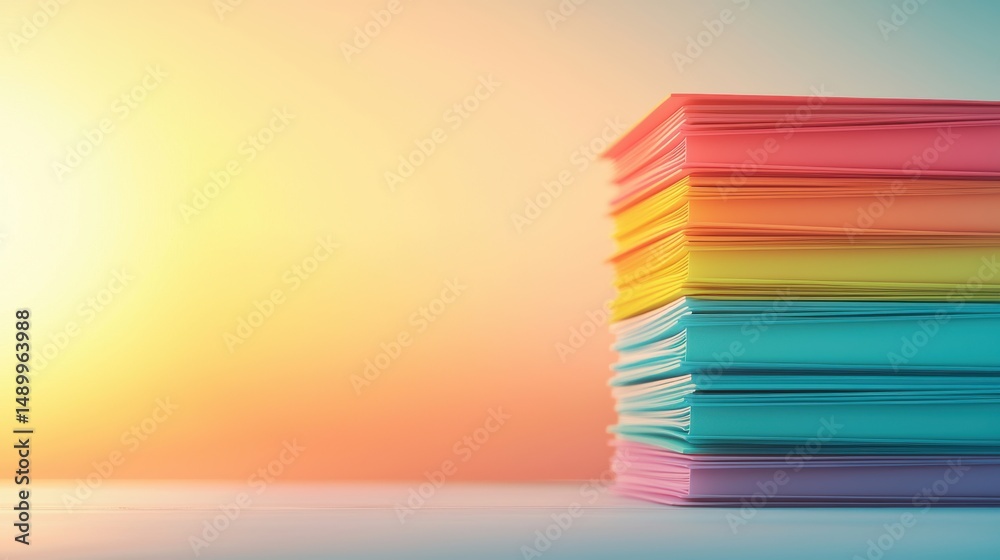Poster management stack of document folder stack of colorful file folders neatly organized on a shelf, offi