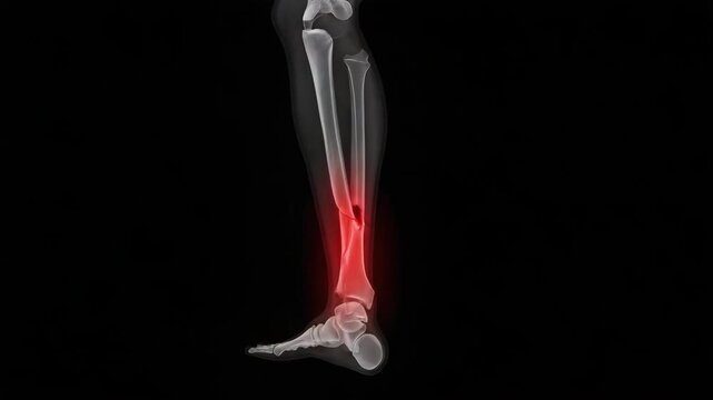 Medical x ray of a broken tibia