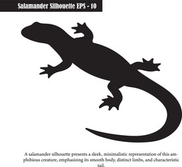 Black Salamander Silhouette Amphibian Wildlife Vector Art Illustration