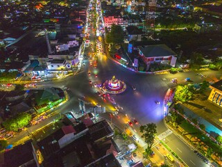 beautiful morning view indonesia panorama landscape paddy fields with beauty color and sky natural light