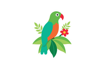 green parrot on a branch