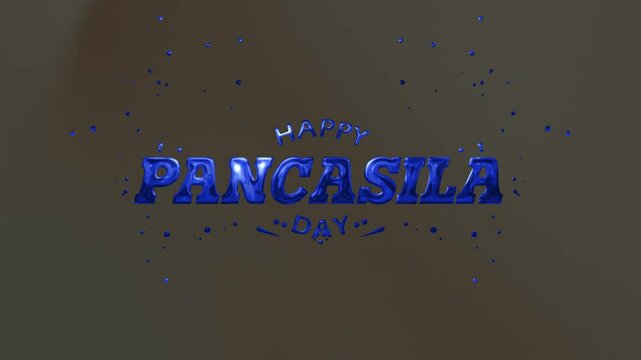 Blue text animation for Happy Pancasila Day celebration. Suitable for social media posts, promotional materials, and event decorations.