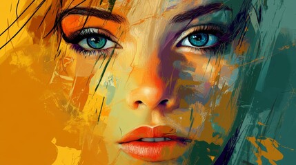 A woman's picture in a modern, unique style. A hand-made image for today's fashion designs.
