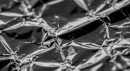 Abstract Black and White Crinkled Plastic Texture