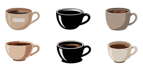 set of coffee cups, Hot cup beverage vector icon set. Tea or coffee cups icons, Cup. Icon for design. Blank, white and black backgrounds - Line icon, cup of coffee with steam, Coffee cup icon hot 