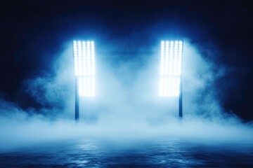 Fototapeta premium Dark stage lit by two blue spotlights