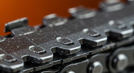 Close-up Macro Photography of Chainsaw Chain Links