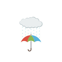 Cloud with rain drop on umbrella icon isolated on white background