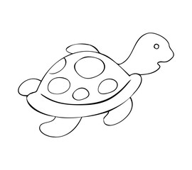 Simple hand-drawn illustration of a turtle in minimalistic line art style. Clean black outline on a white background. Suitable for coloring books, tattoo designs, minimalist art collections