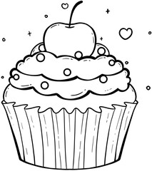Cherry Topped Cupcake On Transparent Background 