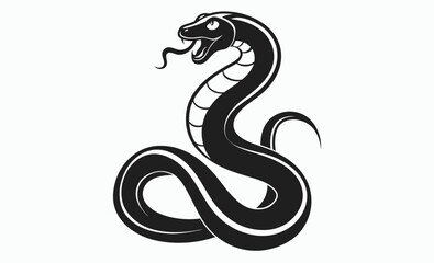 Snake silhouette, Curved snake, Reptile icon
