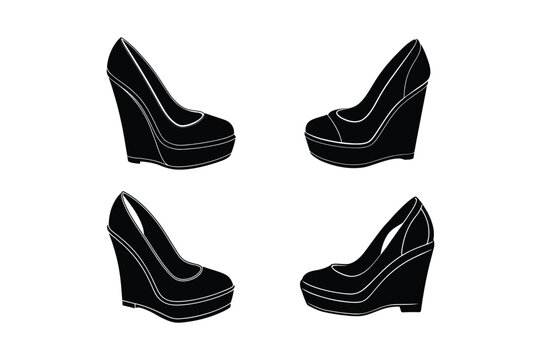 wedge heels sketch icon vector silhouette illustration
