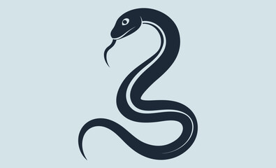 Obraz premium Snake silhouette, Curved snake, Reptile icon 