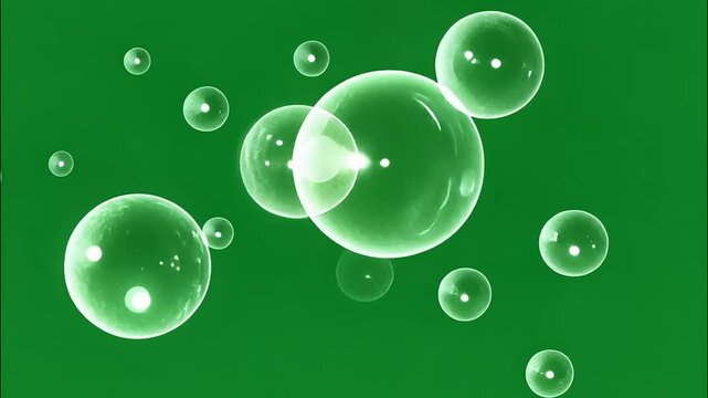 soap bubbles on green background