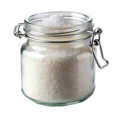 Sugar in Transparent Glass Jar Isolated on Transparent Background