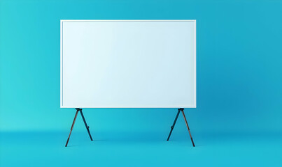 Blank Presentation Board on Stand with Bright Blue Background