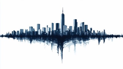Obraz premium Abstract Cityscape Reflection: A Symphony of Urban Architecture in Blue