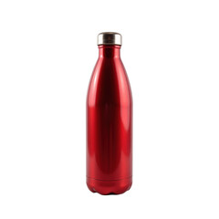 Elegant red water bottle with metallic cap, sleek design. great for outdoor activities.