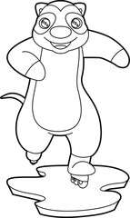 Meerkat Inline skating Inline skates Animal Vector Graphic Art Illustration