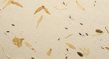 Artistic Textured Paper with Floral Accents: A close-up view showcases exquisite handmade paper adorned with delicate floral elements, resulting in an eye-catching textural display. 