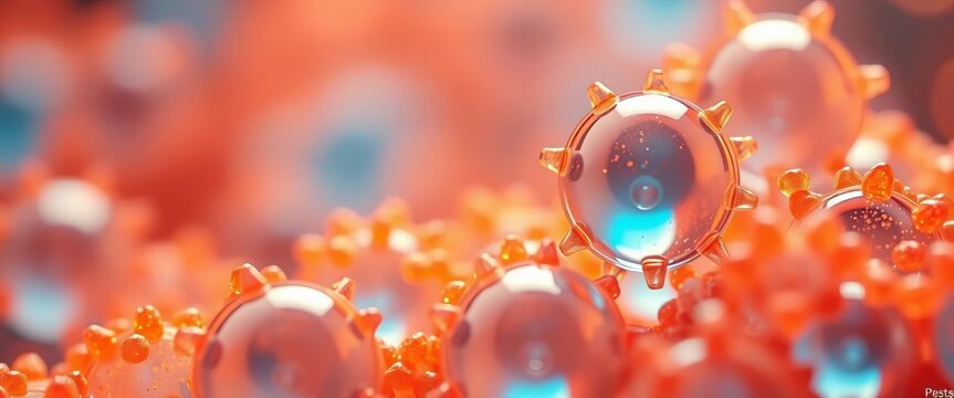 Microscopic view of polymeric nanoparticles for drug delivery, therapeutics, nanoparticles