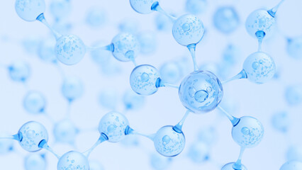 Abstract Molecule and Atom Structure Model - Science, Medical Background, Skincare Technology, and Cosmetic Innovation. 3d rendering.
