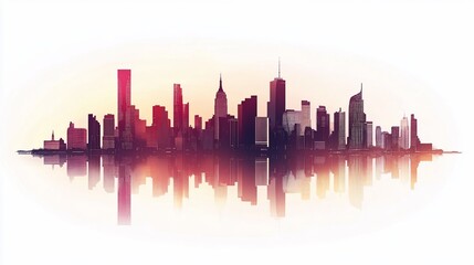 Fototapeta premium Vibrant Cityscape Reflection: A Striking Silhouette of Urban Architecture