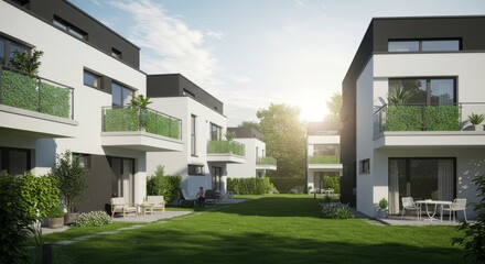 Fototapeta premium Modern House Exterior with Garden