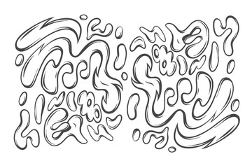 Abstract Liquid Vector Pattern - Fluid Organic Shapes and Drops on White Background