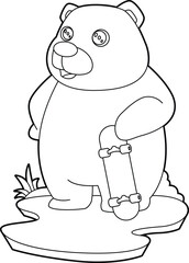 Bear Skater Skateboard Animal Vector Graphic Art Illustration