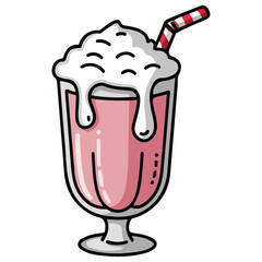 Cartoon milkshake sweet drink sticker isolated vector illustration on white background