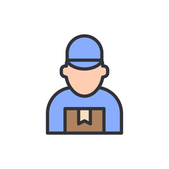 Courier Delivering Package With Cap Delivery Service Illustration