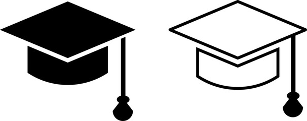 Graduation hat cap icons set. Academic cap. University Mortarboard. diploma icon symbol. convocation caps. Education symbol. Achievement student life