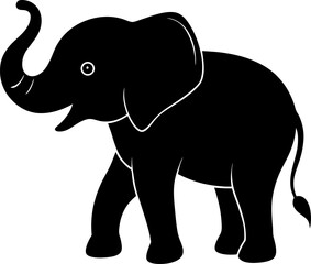 elephant cartoon illustration, Baby elephant silhouette