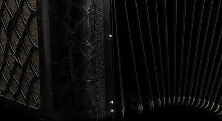 Black Accordion Close-up: A Dark Musical Instrument