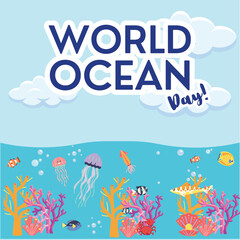 Blue World Ocean Day Greetings Instagram Post