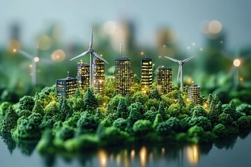 Caring for the environment and using clean green energy, the concept of zero emissions of renewable energy sources