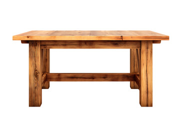 Rustic Farmhouse Style Wooden Dining Table with Simple Design Isolated on transparent background,  cutout