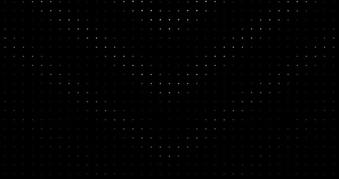 4k Abstract smooth black and white gradient halftone dotted background. Chequered square texture Pop Art Design. Loop animation for tint alpha overlay layer. Half tone comic backdrop. Animated arrows